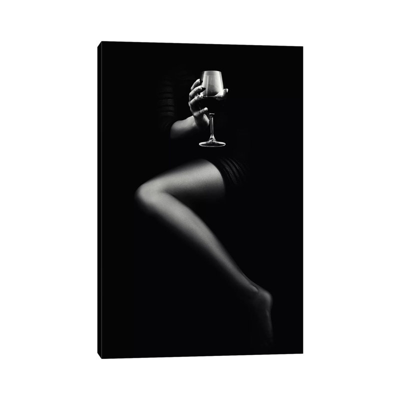 Woman Holding Red Wine by Johan Swanepoel - Wrapped Canvas Print, 30.48 cm H x 45.72 cm W