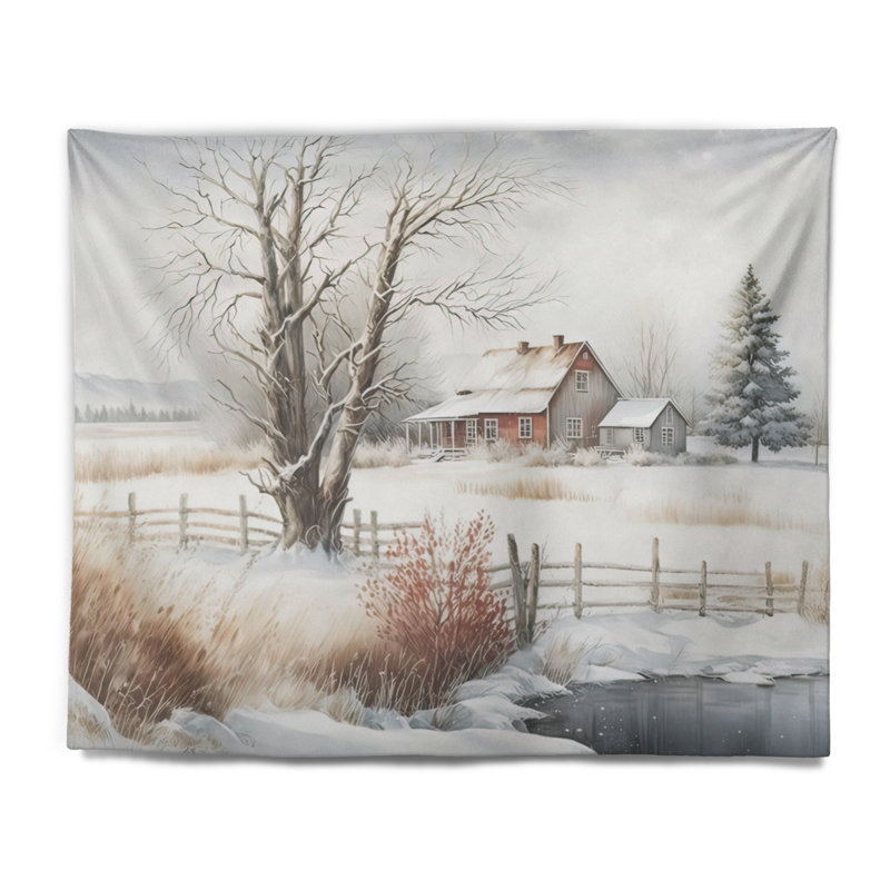 - Tapisserie murale maison de campagne / campagne, H 50 po x l 60 po