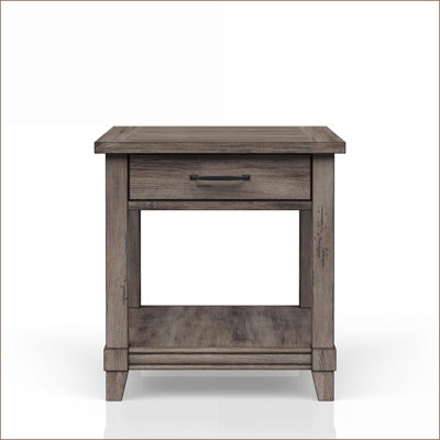 Table basse rustique grise avec tiroir de rangement et ports USB - Complément fonctionnel pour le salon