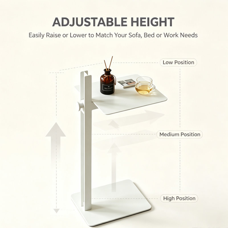 Liftable End Table，Modern and Elegant Sofa Side Table, Coffee Table with Freely Adjustable Height, Suitable for Various Styles.
