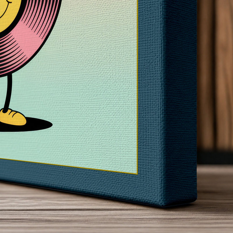 Disco Party Time Retro - Wrapped Canvas, 36x24 - 91.4 x 61.0 cm, Teal Border