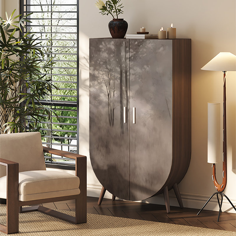 Armoire américaine à double porte rétro, Brun / Gris