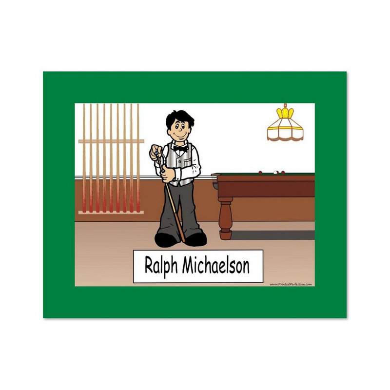 Personalized Pool Player, Billiards - Male Caricature with a Mat & Frame - Ready to hang!, Yes