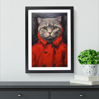 Cat Neo-Plasticism - Single Picture Frame Print on Wood