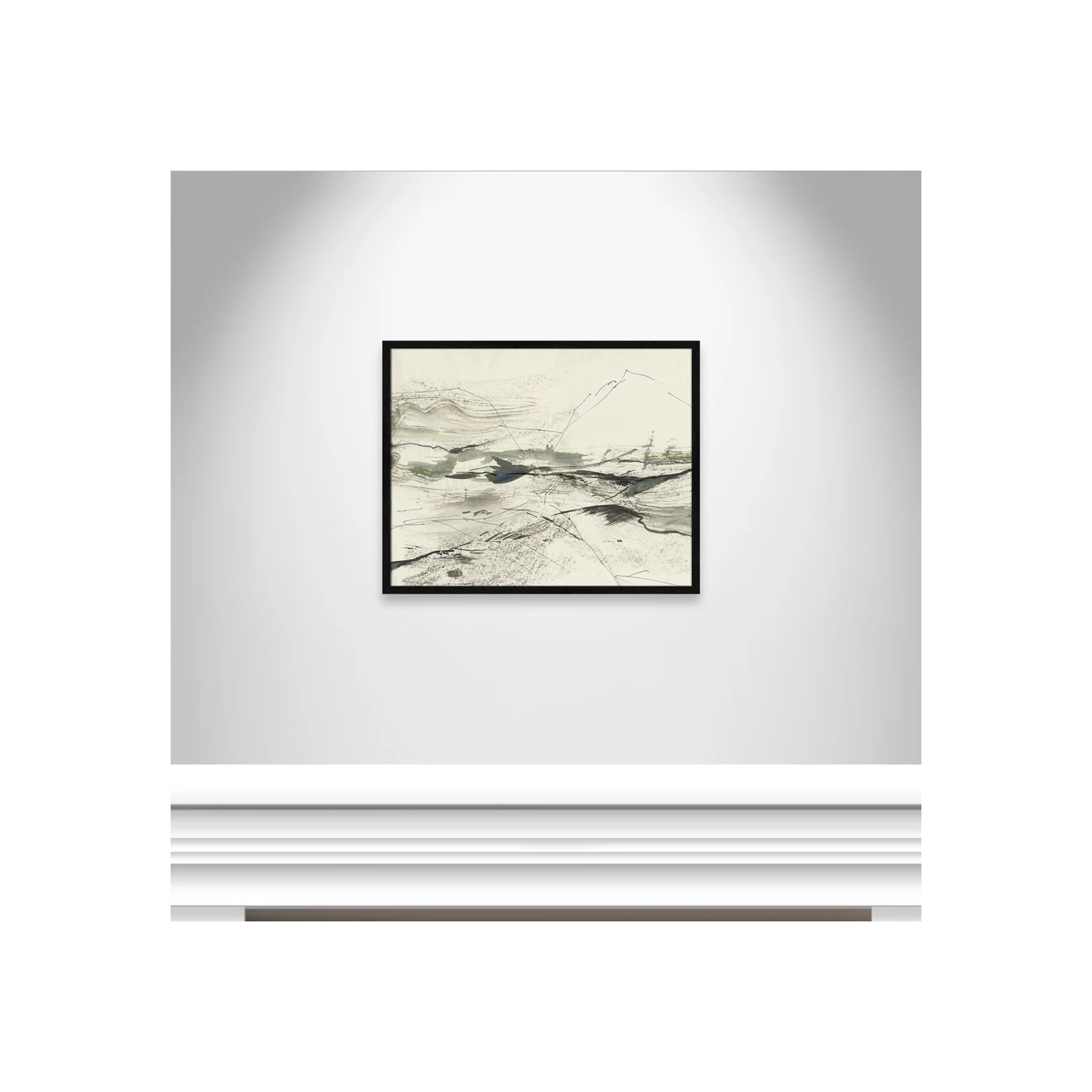 Green Sketches by PI Studio, No Mat, Black Slim Picture Framed, 17" H x 23" W x 0.75" D