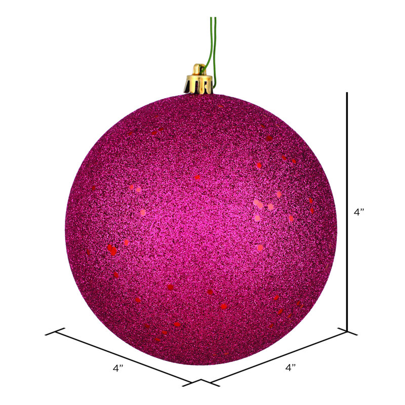 Ornement de Noël en forme de boule, H 4 po x l 4 po x P 4 po, Rouge baie