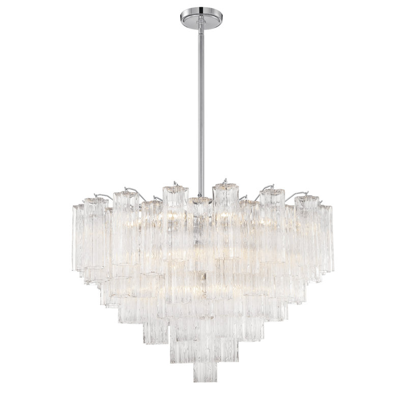 Lustre Clela, Transparent, Chrome poli, H 21,5 po x l 32 po x P 32 po