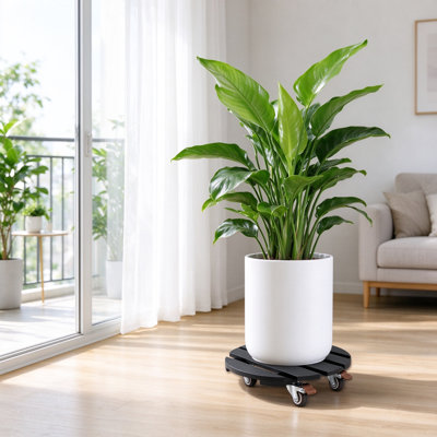 Heavy Duty Plant Caddy with Lockable Wheels, Waterproof WPC Rolling Plant Stand for Indoor and Outdoor Use