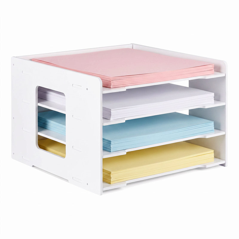 Trieur de dossiers de bureau à 4 couches, plateau de rangement extensible pour papier A4, panneau WPC en PVC résistant à l'eau, porte-documents de bureau pour la maison et le bureau