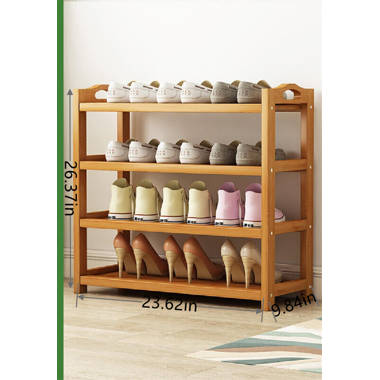 Oceanstar 3 Tier Brown Wood Shoe Rack - Holds 12 Pairs of Shoes -  Freestanding & Stackable - Carbonized Bamboo Finish