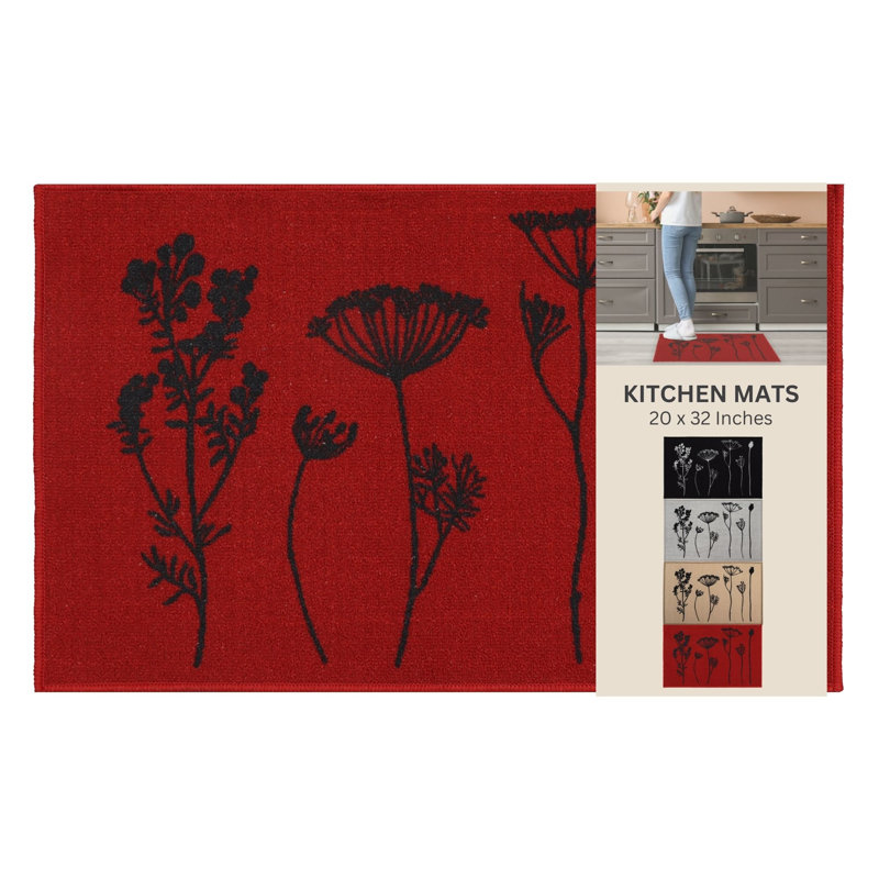 Tapis de cuisine Wildflowers, Rouge / noir