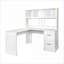 Bureaux avec huche, bureau d'ordinateur de bureau blanc antique 59,84 po avec rangement | Blanc | Panneau de fibres à densité moyenne