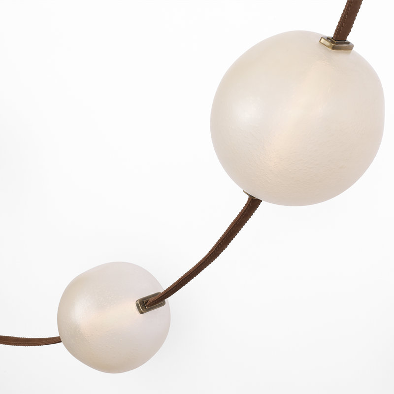 Anne-Marie Barton Dune Belted Light with Fizzy Nude Glass, Russet Suede/Mottled Brass