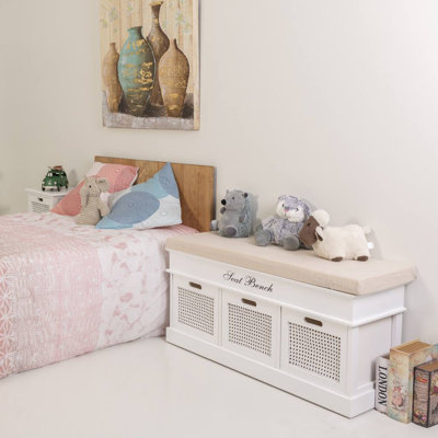 Randi Upholstered Bench with Drawers and Flip Top