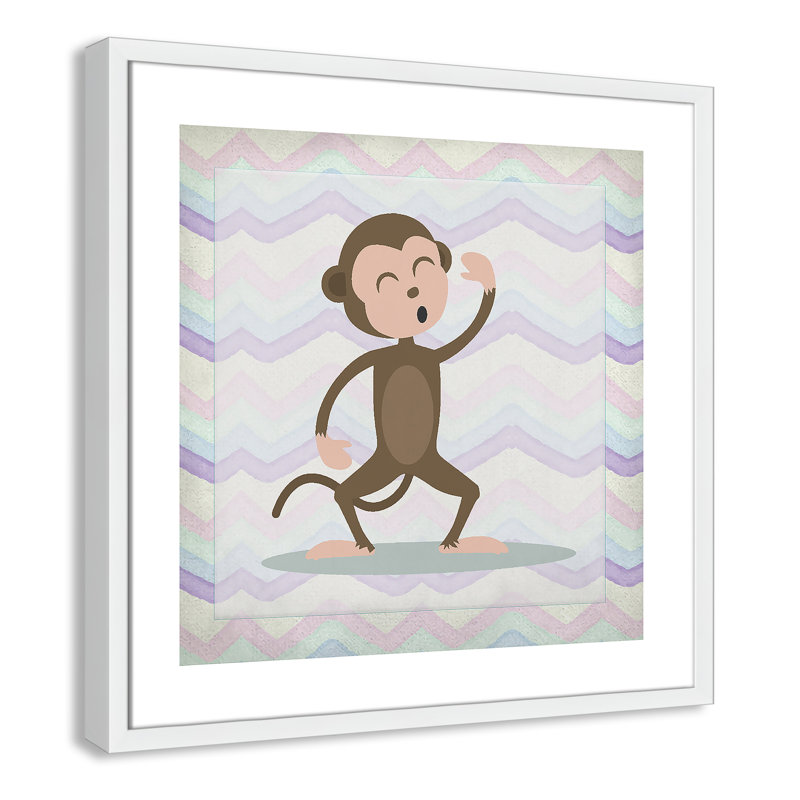 Adhésif décoratif «Pink Monkey Time», Encadré de boîte argent, H 22,5 po x l 22,5 po x P 1,18 po