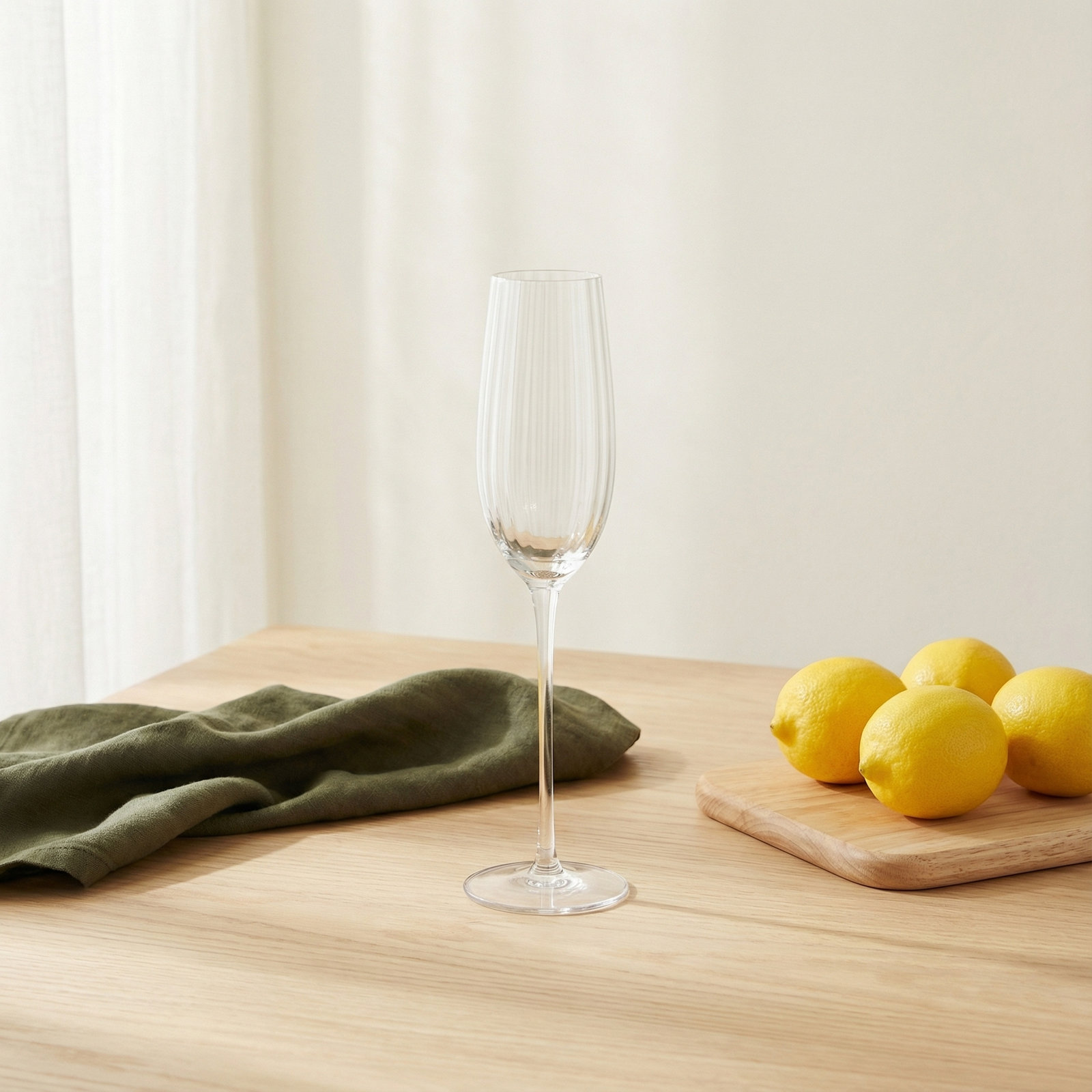 Boulder Ribbed Champagne Flute, Clear