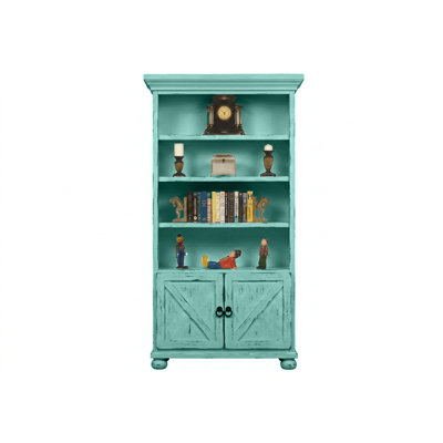 Bibliothèque en bois massif avec rangement Farmhouse