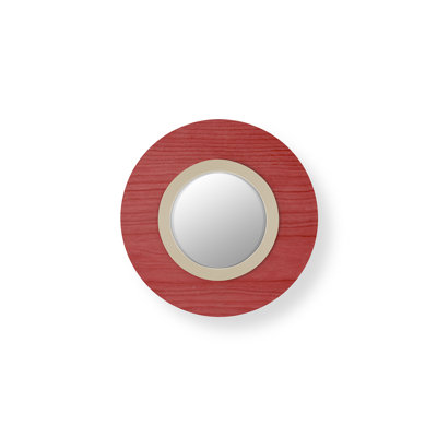 Lens Circular Wall Light - DIMTRIAC LED - Matte Black - Wood Veneer - Red Shade