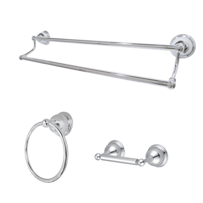 Kingston Brass Restoration 3-Piece Bathroom Hardware Set, Polished Chrome