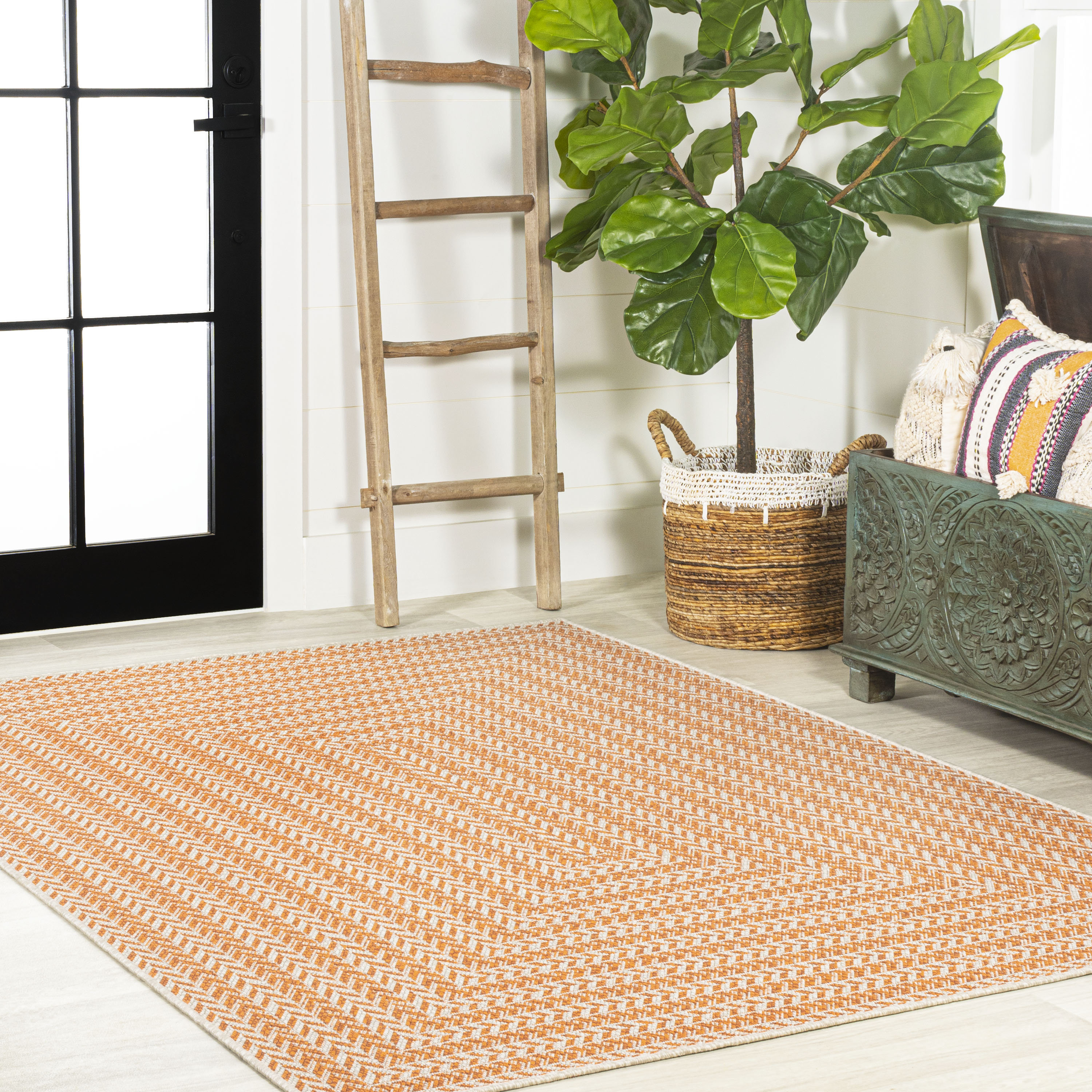 Roselyn Geometric Power Loom Beige Indoor/Outdoor Patio Rug Sand & Stable Rug Size: Rectangle 5' x 8