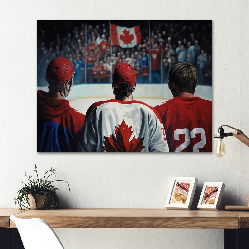 Hocky joueurs pendant le jeu - décoration murale moderne en métal, H 12 po x l 20 po x P 1 po