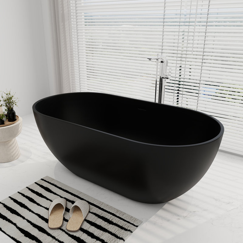 Baignoire de trempage autoportante de 59 po x 29 po, Noir mat