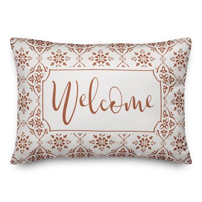 Housse de coussin rectangulaire d'extérieur Alguno Welcome Medallion