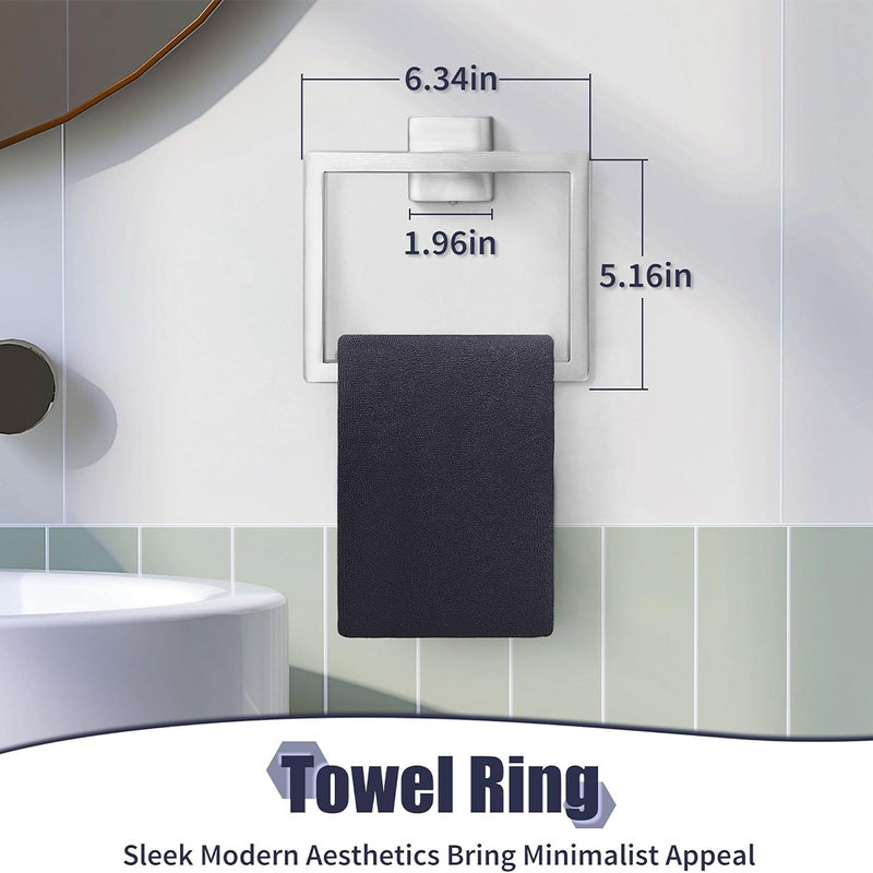 Brushed Nickel Square 5-Piece Bathroom Hardware Set