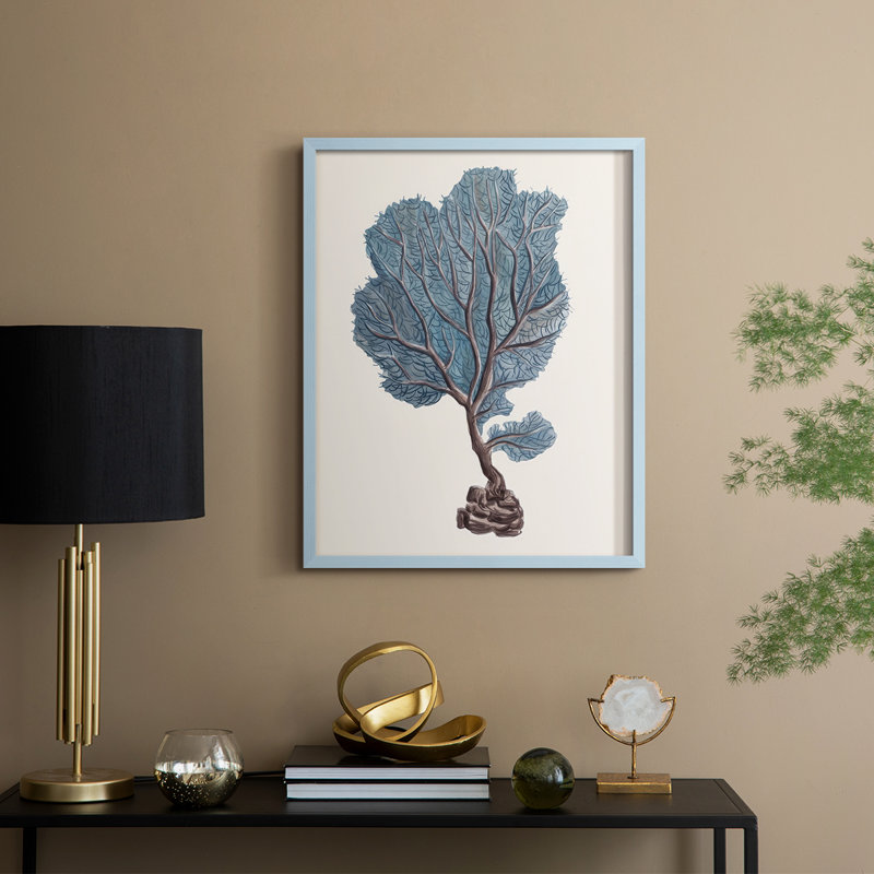 Indigo Reef IV, reproduction encadrée - bois massif, H 11 po x l 9 po, Bleu