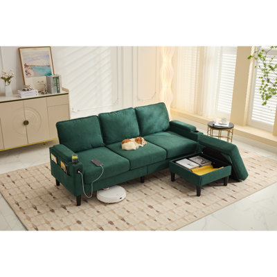 Canapé moderne à 3 places avec tabouret avec rangement et tabouret moderne Combo