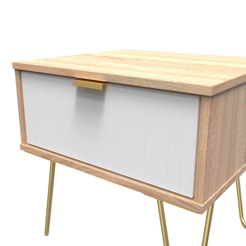 Beranda 45 cm W Bedside Table, White Matt/Bardolino Oak