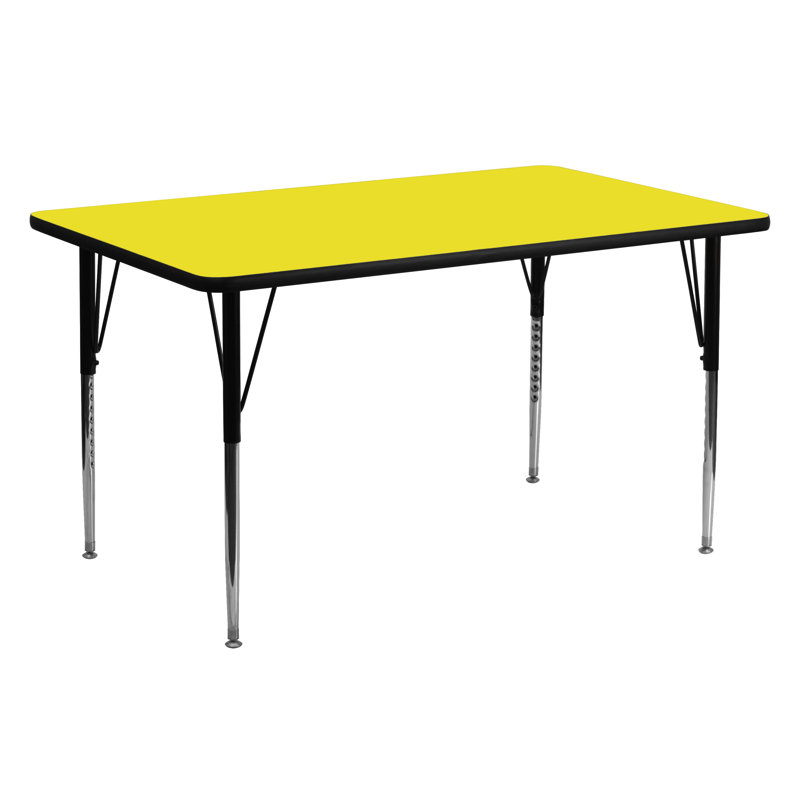 Table d'activité Goddard, Jaune, L 24 po x P 48 po x H 16,125 à 25,125 po