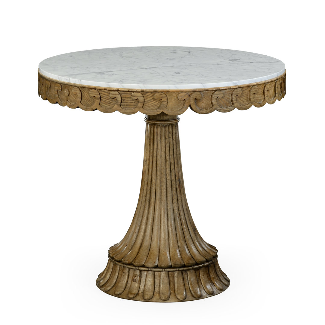 William Yeoward Round Marble Top Solid Wood Base Dining Table Jonathan Charles Fine Furniture