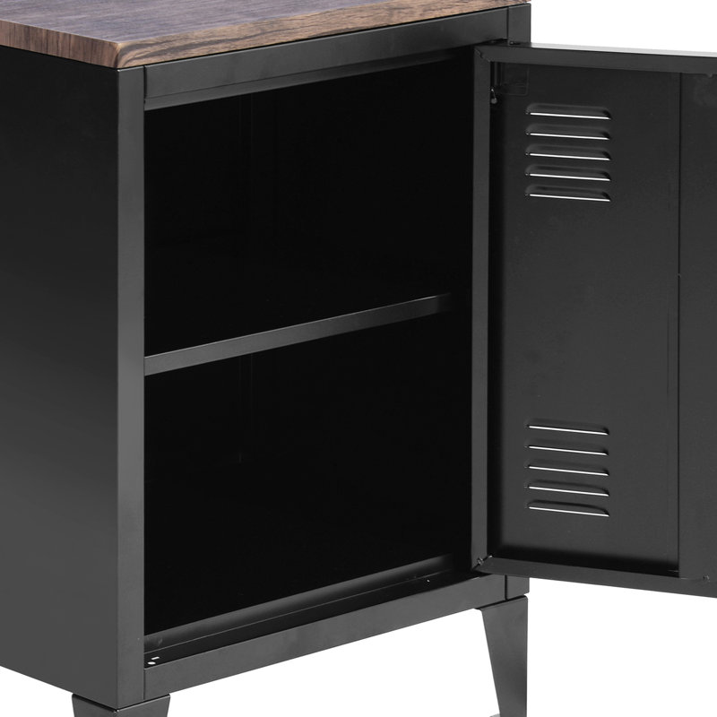 Mira 40.5cm W Bedside Table, Black Gray