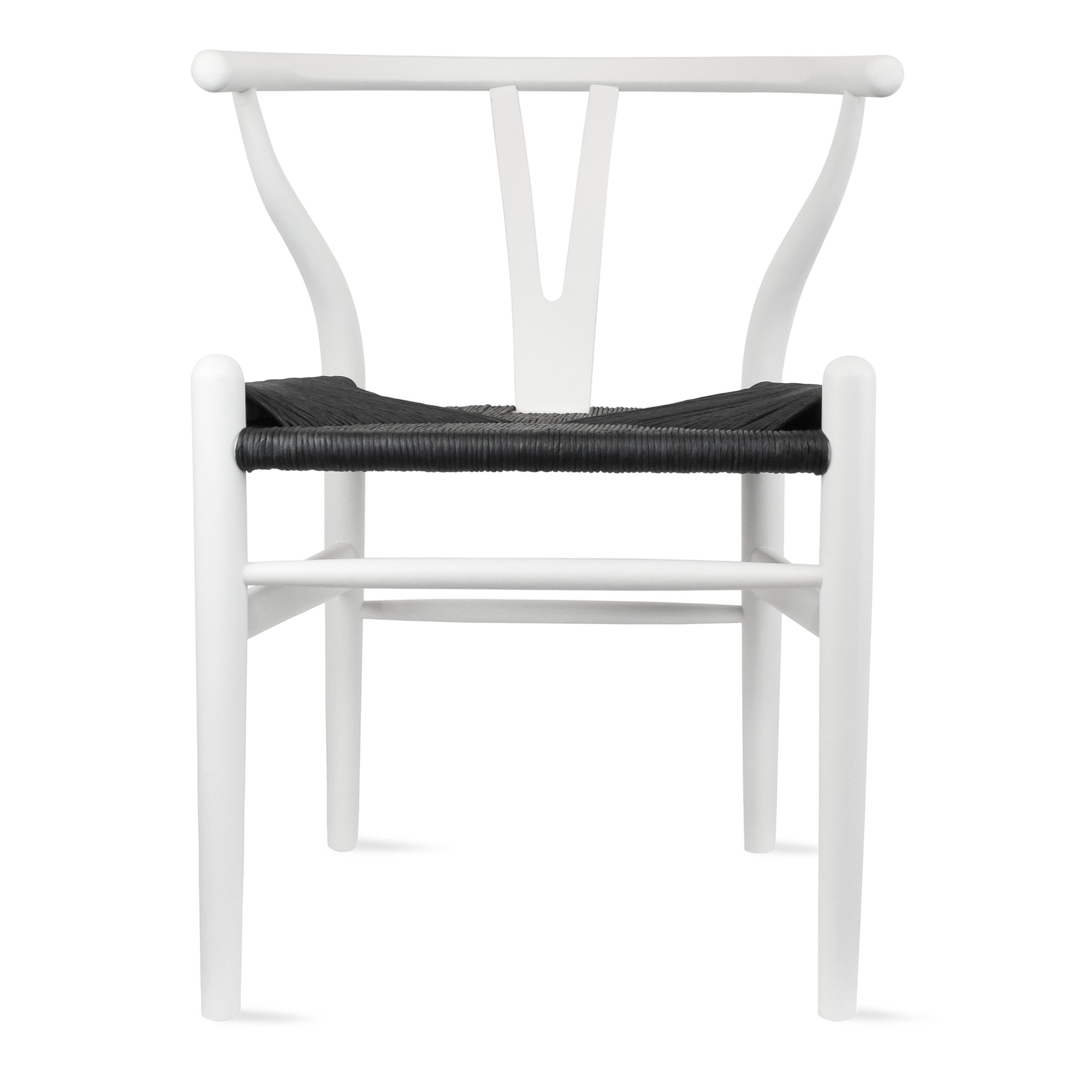 Baruti Wooden Wicker Dining Chair, White Wood/Black