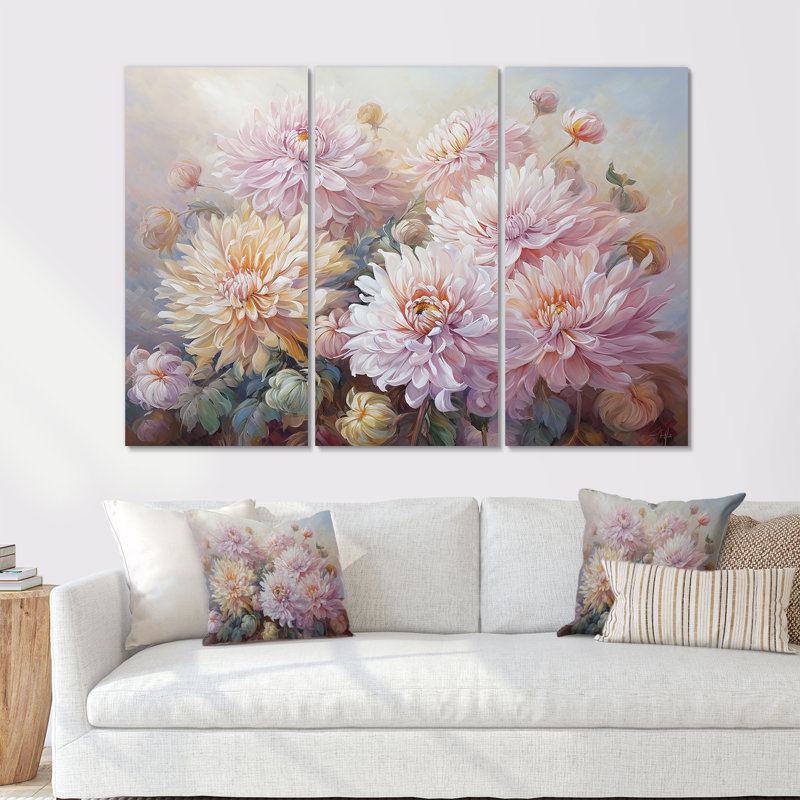 Rose et mauve, ensemble d'art sur toile, Toile tendue, H 40 po x l 60 po x P 1 po