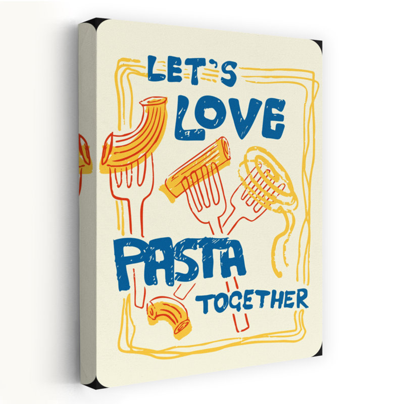 «Love Pasta Together», art mural rétro, H 48 po x l 32 po