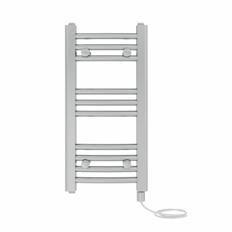 Cleavie Prefilled Curved Towel Rail Heated Towel Rails, 60cm H x 30cm W x 3.4cm D, Chrome