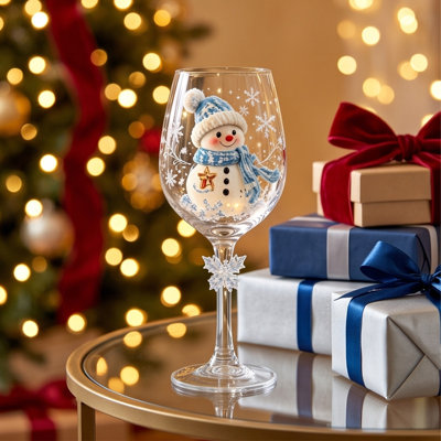 Décorations de Noël Verres à vin de Noël Verre à pied en cristal à la main pour les fêtes