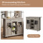 Chariot mobile pour îlot de cuisine avec rallonge rabattable. Armoire de rangement roulante avec tiroirs. Support à épices et porte-serviettes.  Chariot de cuisine en bois sur roulettes pour petite cuisine. Salle à manger. Gris-1189896348