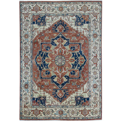 Hand-Knotted High-Quality Red and Beige Area Rug