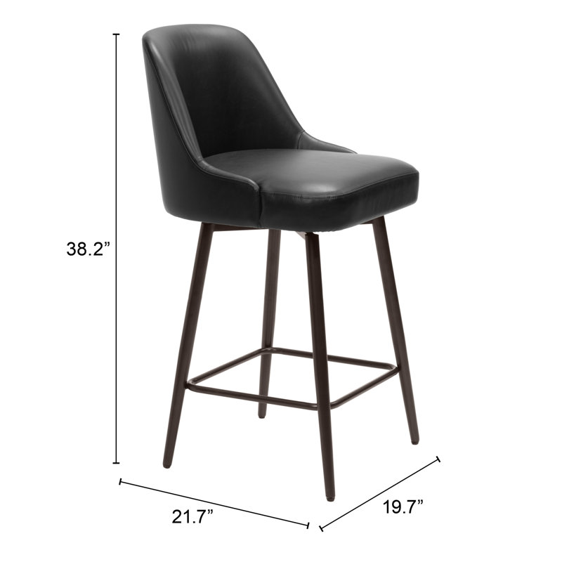 Tabouret pivotant Zack Keppel, Hauteur de l'assise: 26,4 po, Noir / bronze