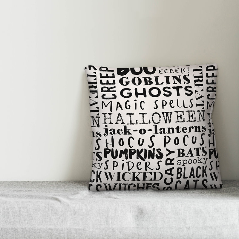  Housse de coussin Halloween, 16 po x 1 po, Blanc, Housse de coussin seulement - sans coussin