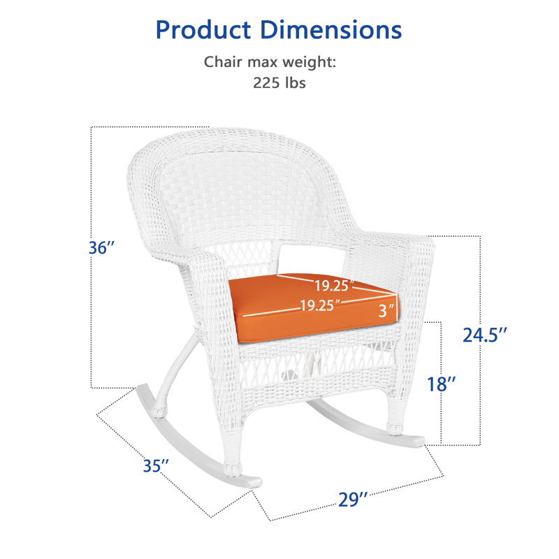 Chaise berçante en osier Raenesha, Blanc, Orange