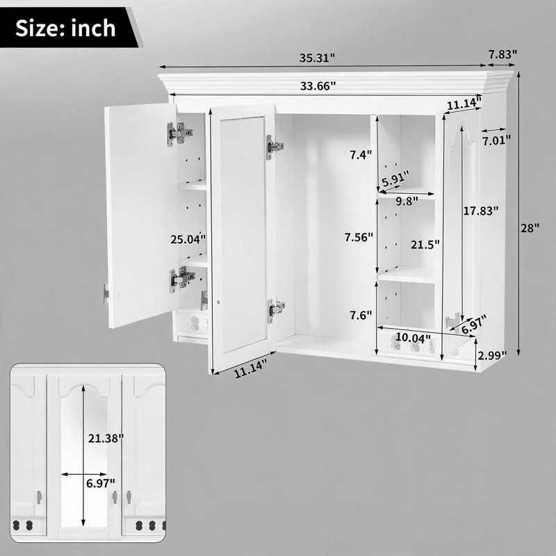 Armoire murale 35 po, White