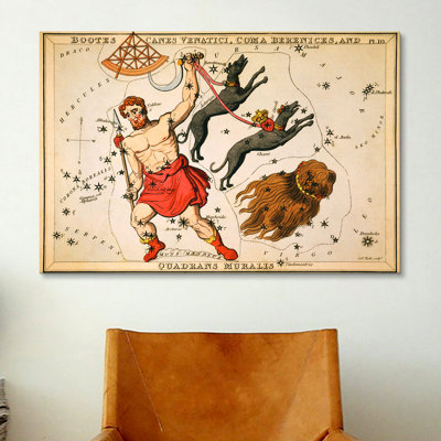 'Boots, Canes Venatici, Coma Berenices, and Quadrans Muralis' by Sidney Hall Graphic Art on Canvas