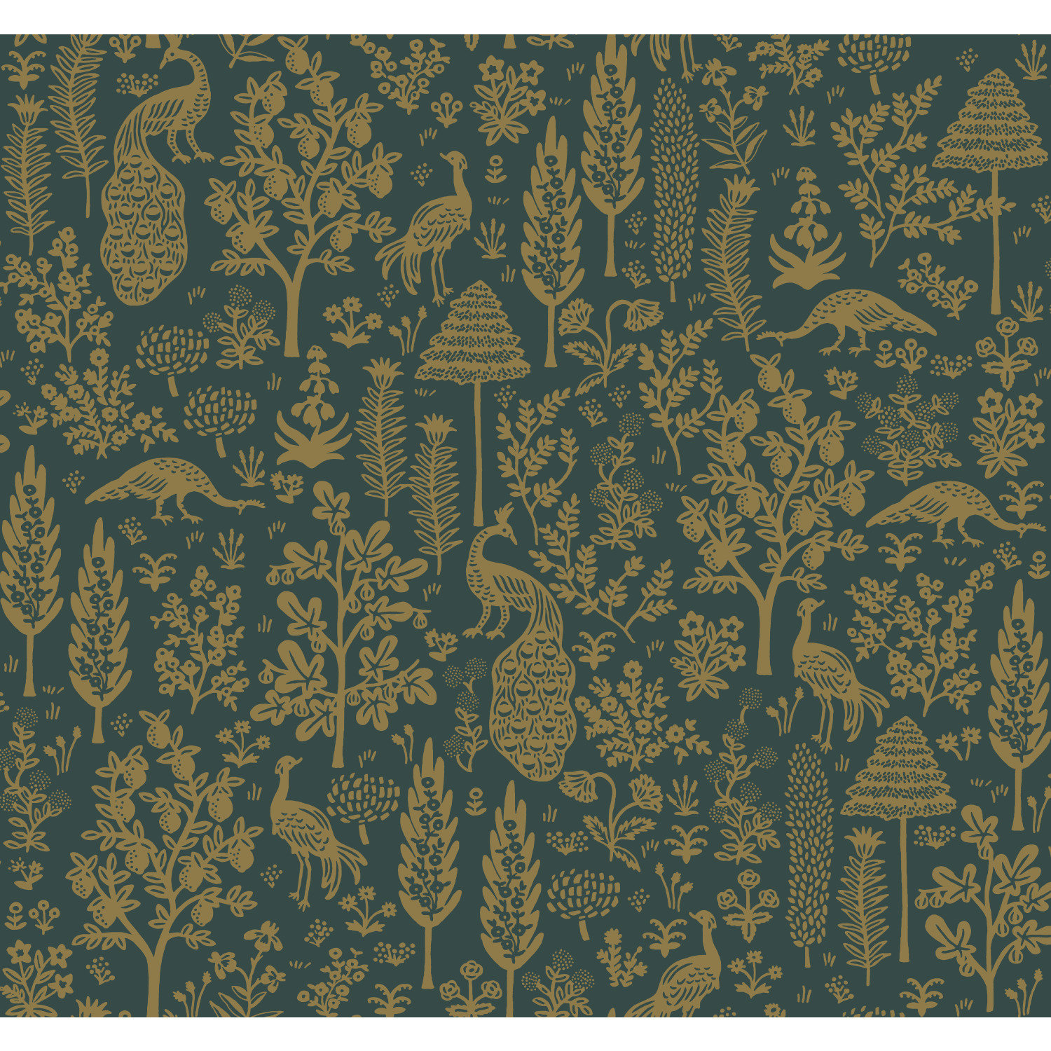Rifle Paper Co. Menagerie Toile Wallpaper Roll, Brown