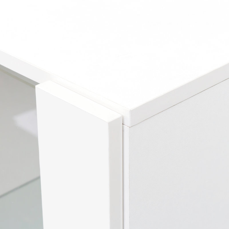 Space Storage Cabinets With Glass Shelves And Aluminum Strip Lamp For Living Areas - Optimize Bedroom Space