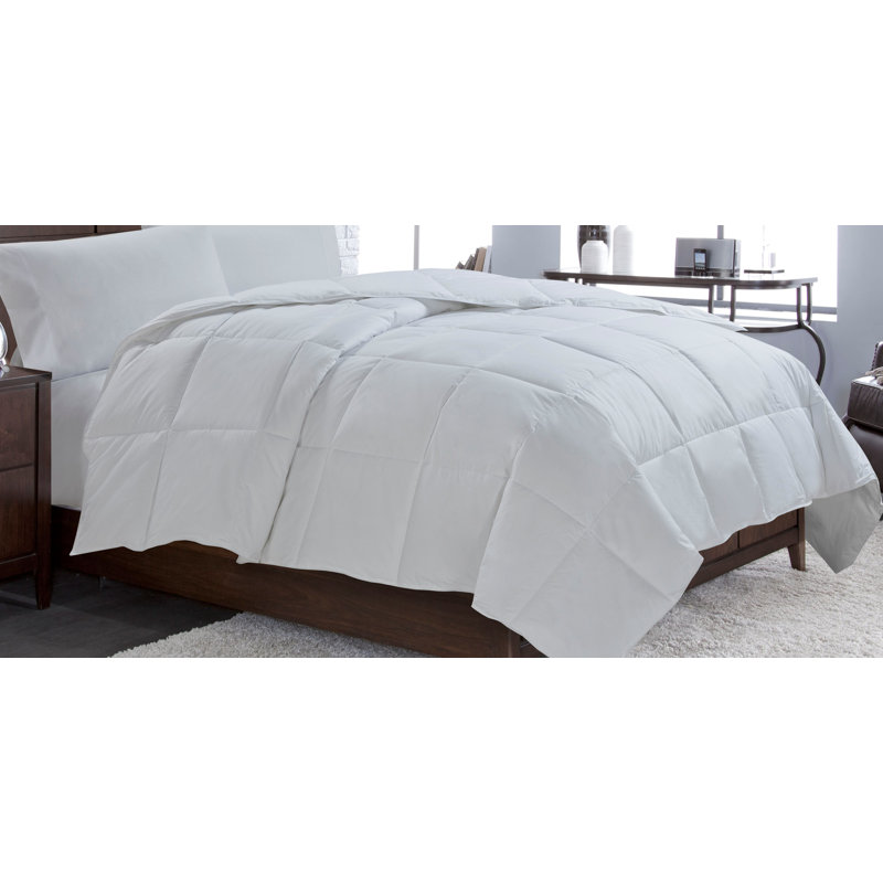 White Twin Duck Down Medium Weight Comforter with Cotton Cover