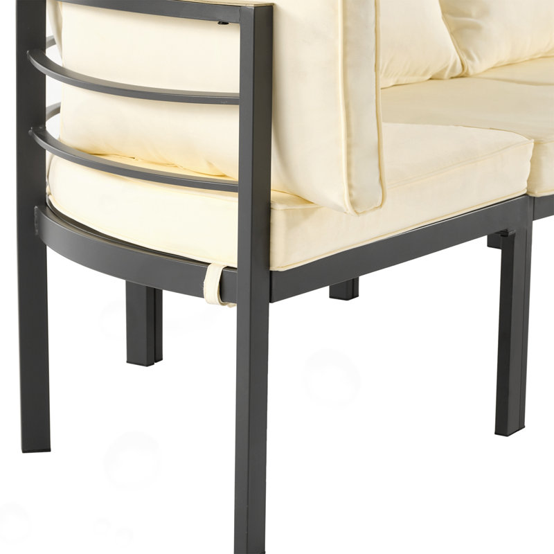 Ensemble modulaire d'extérieur moderne avec coussins, Beige